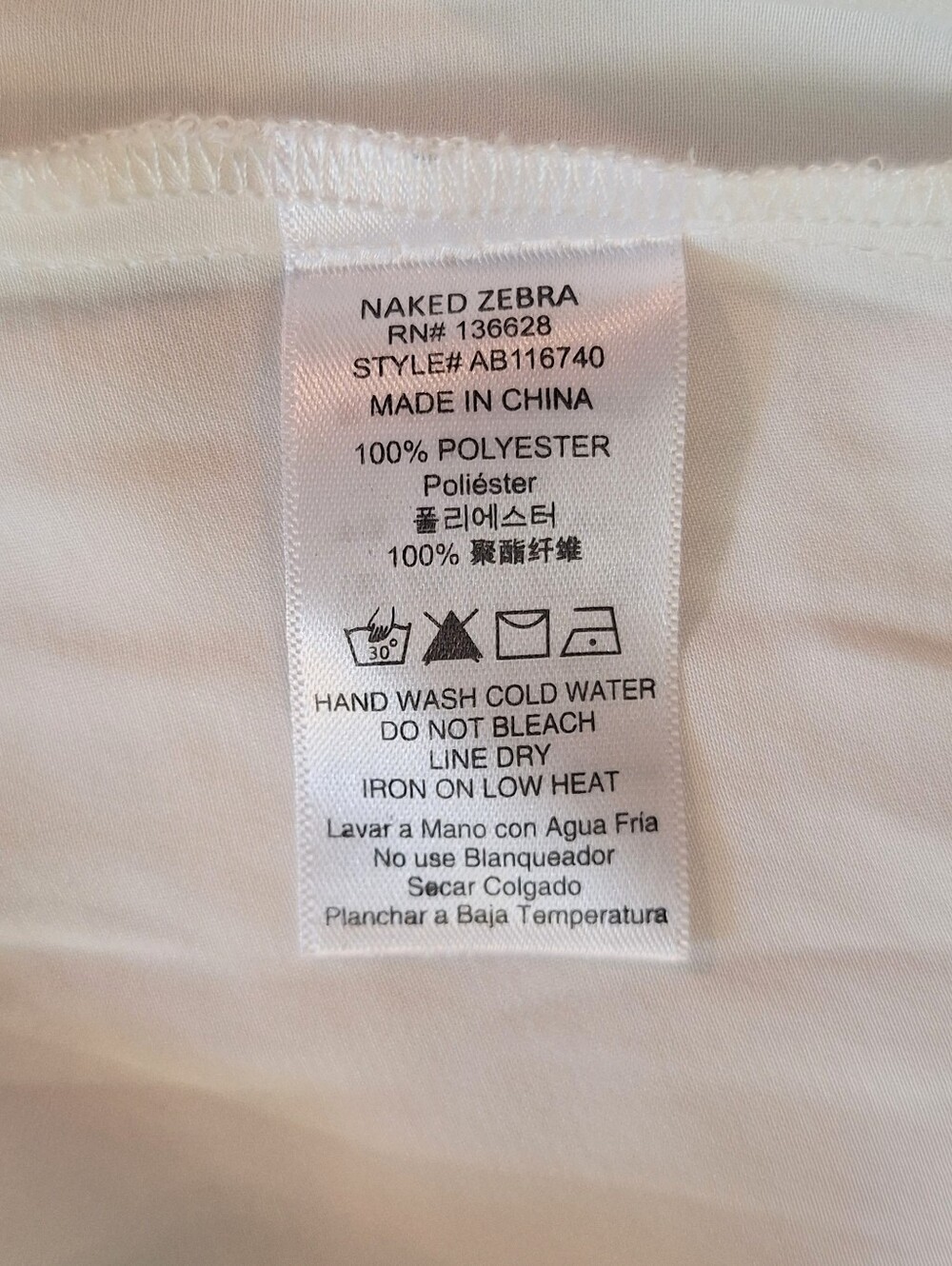 Naked Zebra White One-Shoulder Split-Sleeve Top Blouse Medium*B - Picture 6 of 6